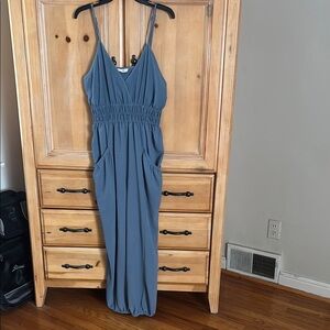 Blue Spaghetti Strap Jumpsuit